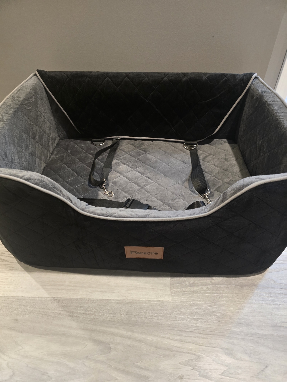 Quilted Dog Car Seat - Black/Grey
